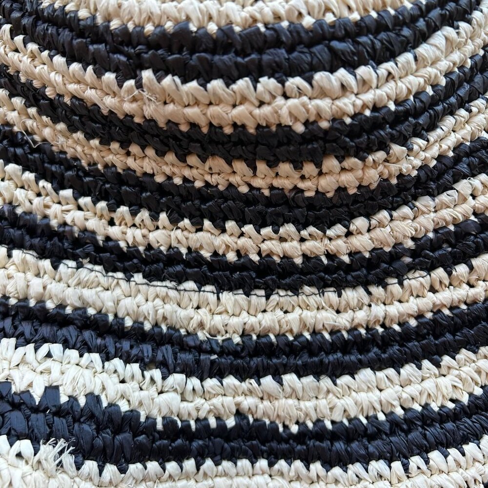 NEW Wyeth Woven Striped Bucket Hat 100% Straw Boho Vacation Outdoor - Picture 3 of 6